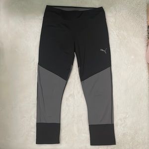 Puma Grey/Black Color-block Workout Active Wear Leggings